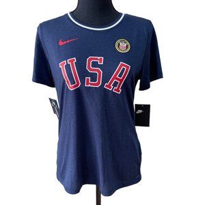 NIKE USA Olympic Heritage Navy Blue Short Sleeve T-Shirt size Small